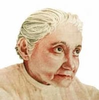 Colour illustration portrait of the Servant of God Luisa Piccarreta as an elderly woman, head slightly turned.